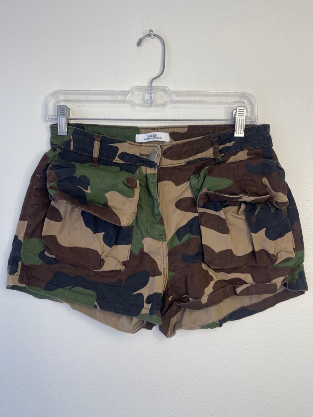 Women's Camo Cargo Shorts - Green/Brown